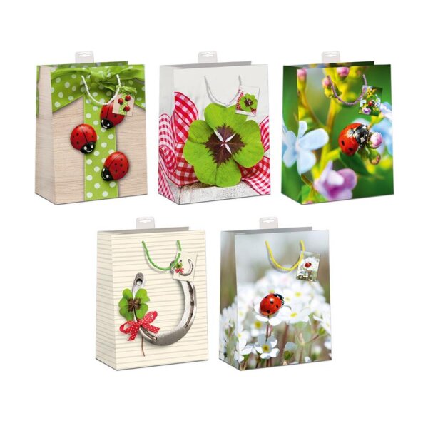 Geschenktüte mittel 18x23x10cm versch. Motive "Glück"