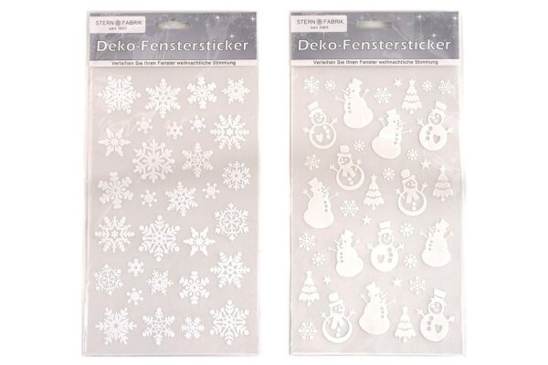 Weihnachtsaufkleber Fenstersticker weiß/glitzer 15x26cm, 2 Designs