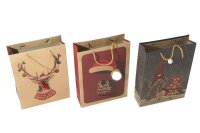 Geschenktüte Bommel Weihnachten 26x32x12cm, 3 Designs