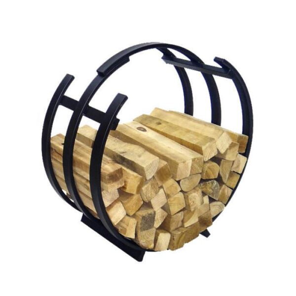 Brennholz-Stapelregal schwarz, Design RUND Größe L 79,5x28,7x80,5cm