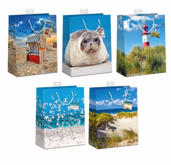 Geschenktüte groß 26x32x12cm versch. Motive "Maritim"