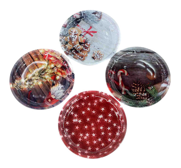Gebäck- und Dekoteller Weihnachten Ø26cm, Metall, 4 Designs