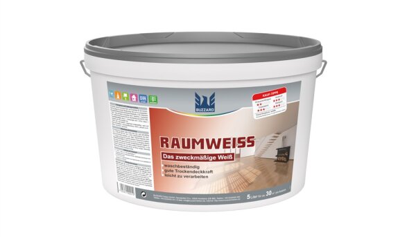 Raumweiß (waschbest. Nassabriebklasse 4, DVK 3) 5 Liter