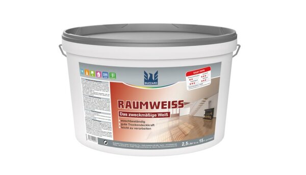 Raumweiß (waschbest. Nassabriebklasse 4, DVK 3) 2,5 Liter