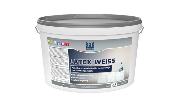 Latexfarbe MATT (Nassabriebklasse 2, DVK 2) 2,5 Liter