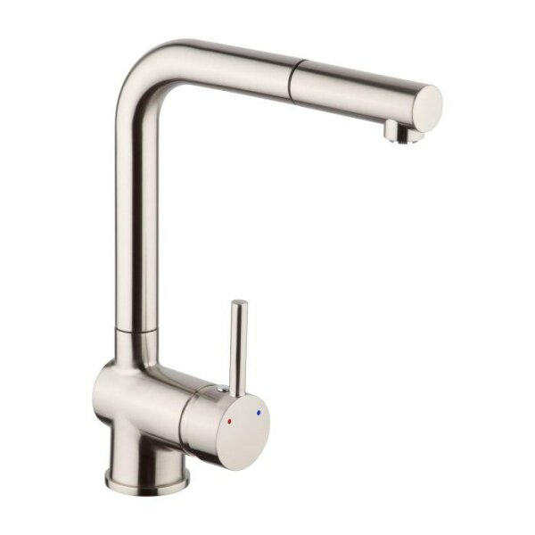 Spültischarmatur Einhebelmischer Edelstahl mit ausziehbarer Brause Livenne 3182