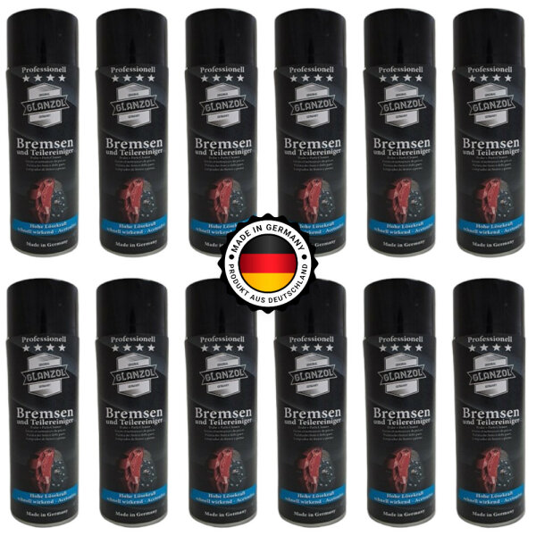 12 x GLANZOL Bremsenreiniger/Bremsen- und Teilereiniger 500ml