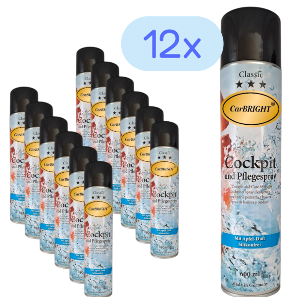 CarBRIGHT Cockpitspray/Pflegespray Apfel 12x600ml / 12er Set