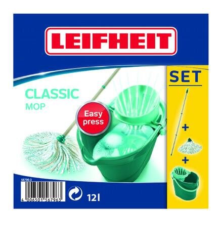 LEIFHEIT Clas.Mopset 3tlg. Wischmop,Eimer12L,Aufsatz