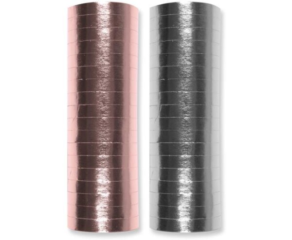 Luftschlangen 18er Röllchen roségold und silber