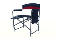 Comfort Camping Sessel XXL, extra breit m. Seitentisch schwarz-rot