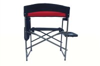 Comfort Camping Sessel XXL, extra breit m. Seitentisch schwarz-rot