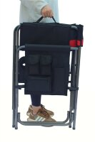 Comfort Camping Sessel XXL, extra breit m. Seitentisch schwarz-rot