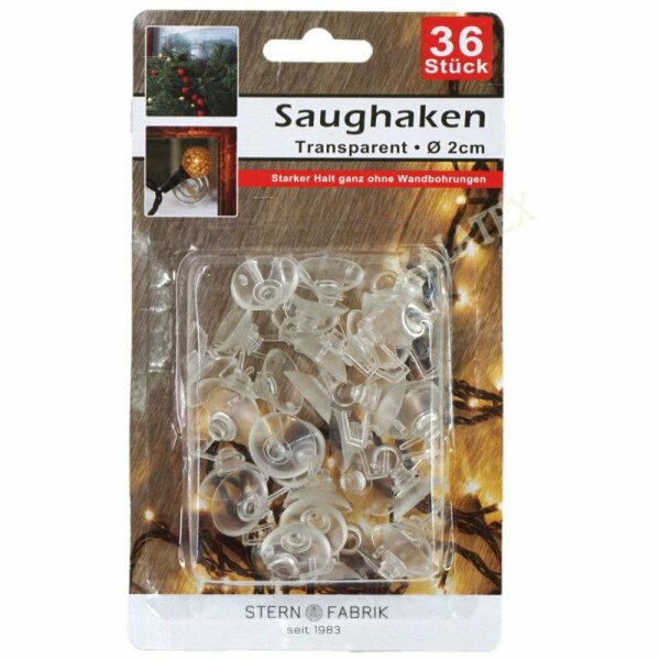 Saughaken 36er Ø 2cm transparent, Kunststoff