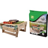 Einweggrill CASUSGRILL Öko-Grill aus 100% natürlichen Materialien, Rost aus Bambus