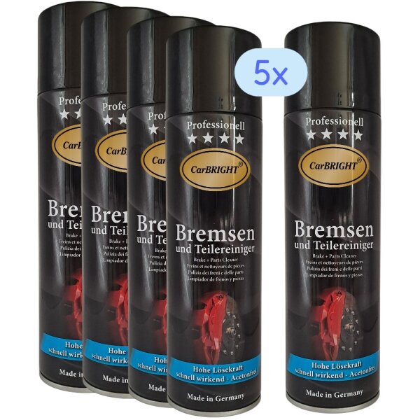 CarBRIGHT Bremsenreiniger/Bremsen- und Teilereiniger 5x500ml / 5er Set