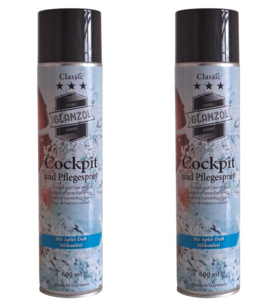 2 x GLANZOL Cockpitspray/Pflegespray Apfel 600ml