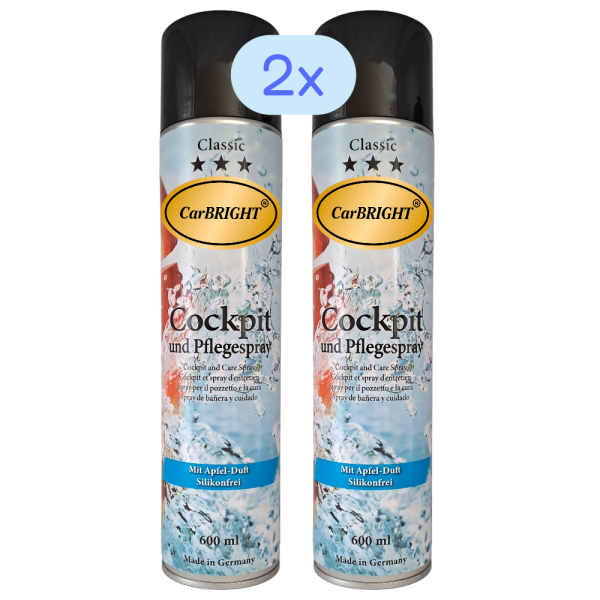 CarBRIGHT Cockpitspray/Pflegespray Apfel 2x600ml / 2er Set