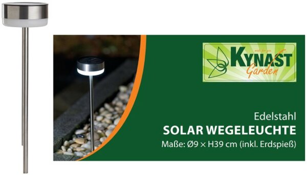 Solar Wegeleuchte aus Edelstahl, Ø 9 cm, H x 39 cm