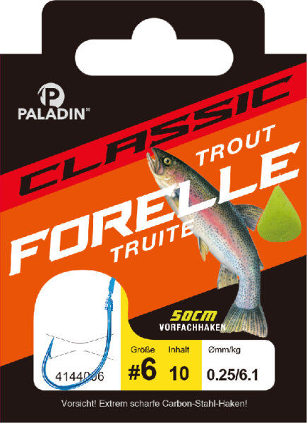 Classic Forellenhaken gebunden blau Größe 10 10er PALADIN