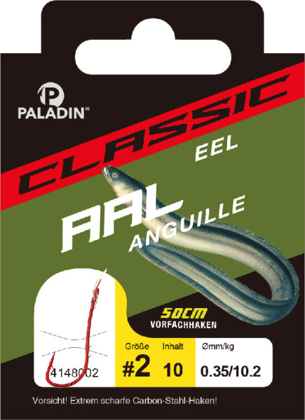 Classic Aalhaken gebunden rot Größe 4 10er PALADIN