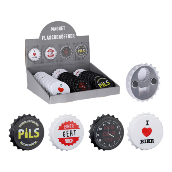 Flaschenöffner "Sprüche" 4f.sort. 8cm Magnet
