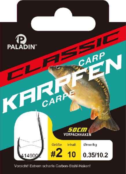 Classic Karpfenhaken gebunden schwarz Größe 1 10er PALADIN