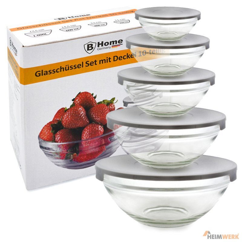 Glasschüssel-Set 10-teilig mit Deckel