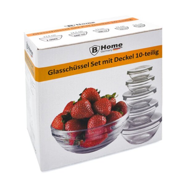 Glasschüssel-Set 10-teilig mit Deckel