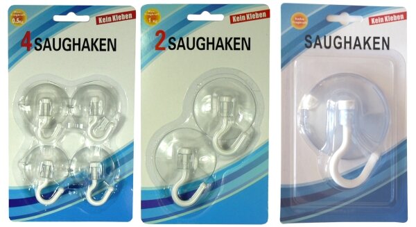 Wandsaughaken, transparent, 2er Pack