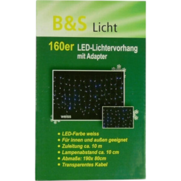 LED-Lichtervorhang 160 LEDs ca.190x80cm weisslicht, für innen und außen