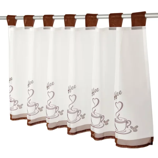 Cafehausgardine Angie, Coffee, ca. 45x120cm, weiß/braun mit Schlaufe