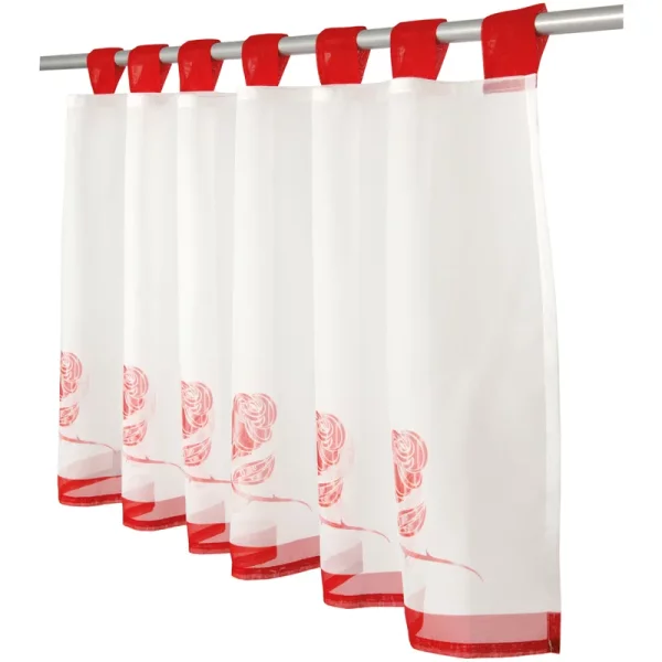 Cafehausgardine Angie, Rose, ca. 45x120cm, weiß/rot mit Schlaufe