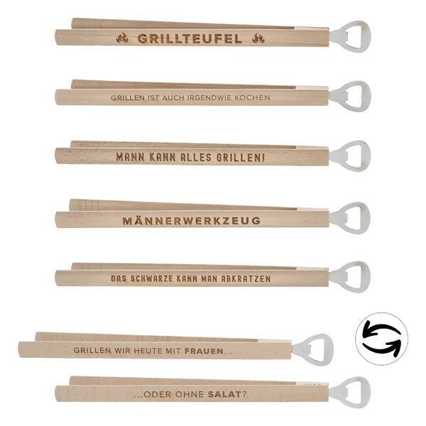 Grillzange mit Flaschenöffner, 6/s, 37cm Buchenholz, Made in Europe