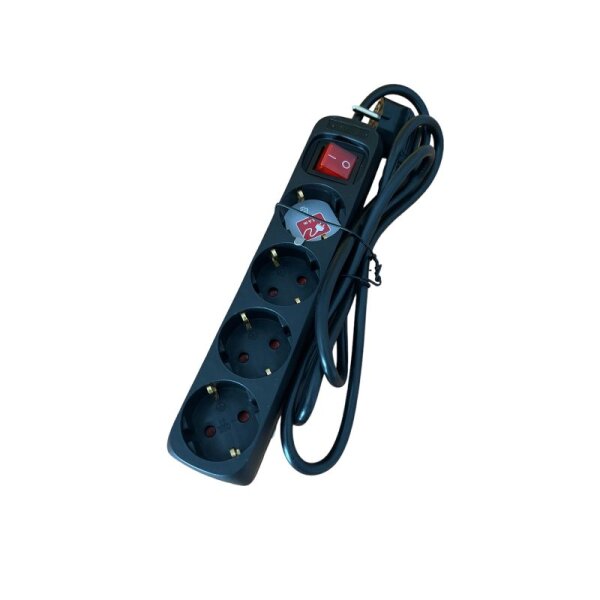 Steckdosenleiste 4-fach mit Schalter schwarz 1,4m