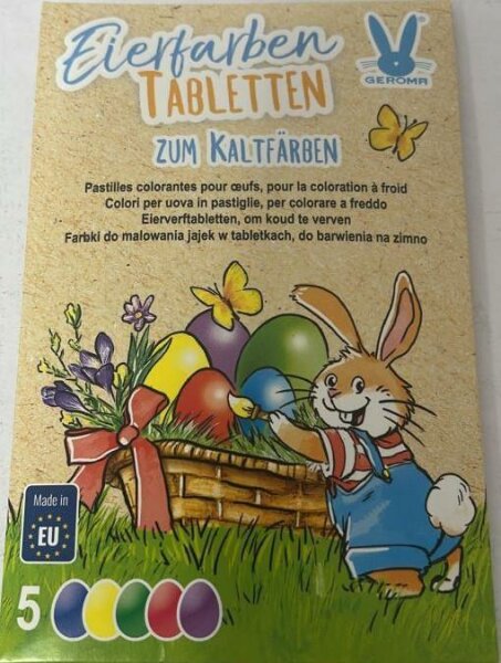 Eierfarben Tabletten zum Kaltfärben MHD 25.10.2027 GEROMA