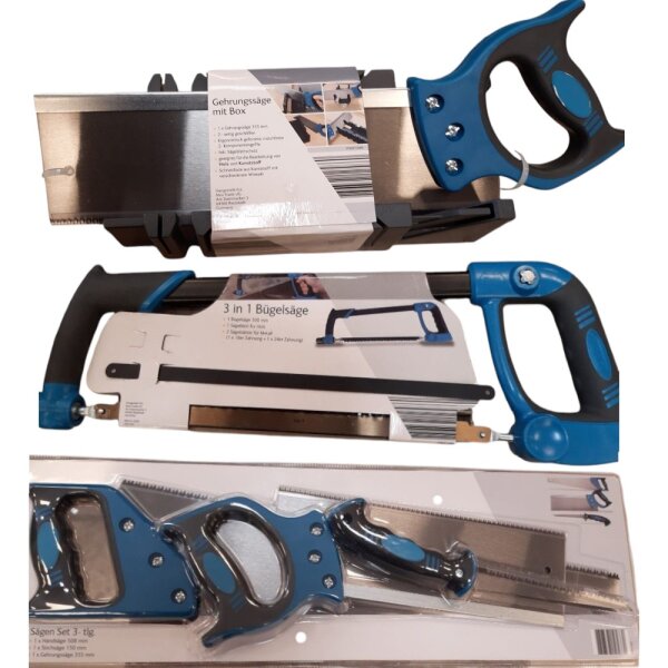 3tlg. Set bestehend aus verschiedenen Sägen 3in1 Bügelsäge//Sägen-Set 3tlg.//Gehrungssäge