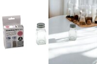 Gewürzstreuer 2er Glas mit Edelstahldeckel, 9x4x4cm,...