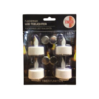 LED-Teelichter 4er Set mit Timer & Batterie