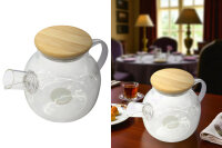 Teekanne Glas mit Bambusdeckel 1 Liter, 14,5x19,5x13cm