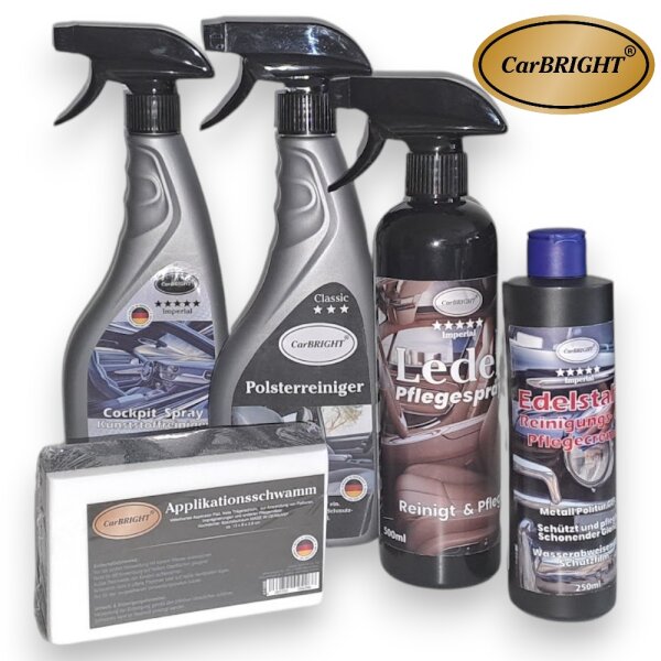 CarBRIGHT 5tlg. Innenraum-Pflegeset/Interieur-Set für die gründliche&professionelle Reinigung
