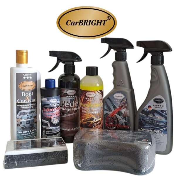 CarBRIGHT 8tlg. Boot&Caravan-Pflegeset/Exterior-Set für die gründliche&professionelle Reinigung