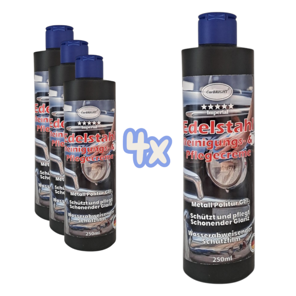 CarBRIGHT Imperial Edelstahl Reinigungs- und Pflegecreme 4x250ml / 4er Set