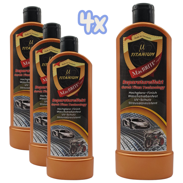 MacBRITE µ TITANIUM Autopolitur Hochglanz-Politur 4 x 500ml / 4er Set