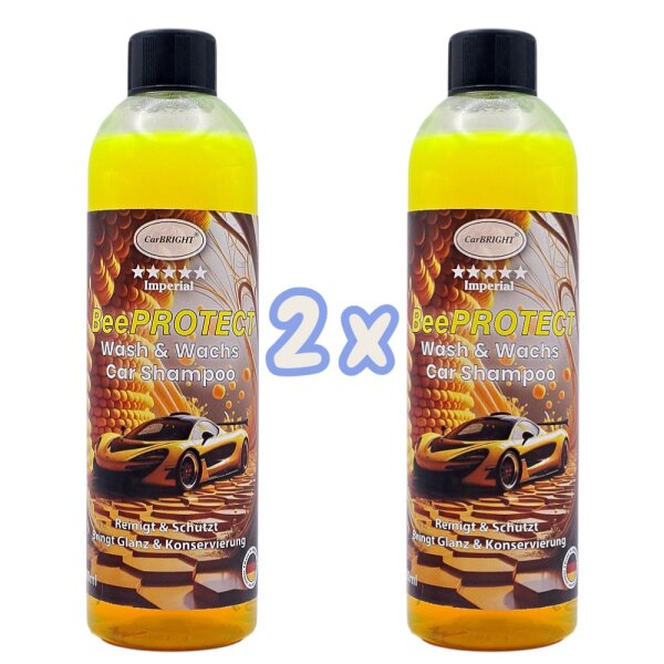 CarBRIGHT Imperial BeePROTECT Wash&Wachs Car Shampoo Konzentrat 2x500ml/2er Set
