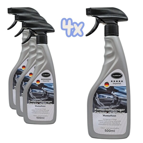 CarBRIGHT Imperial Cockpit-Spray Kunststoffreiniger mit Frische-Booster 4x500ml / 4er Set