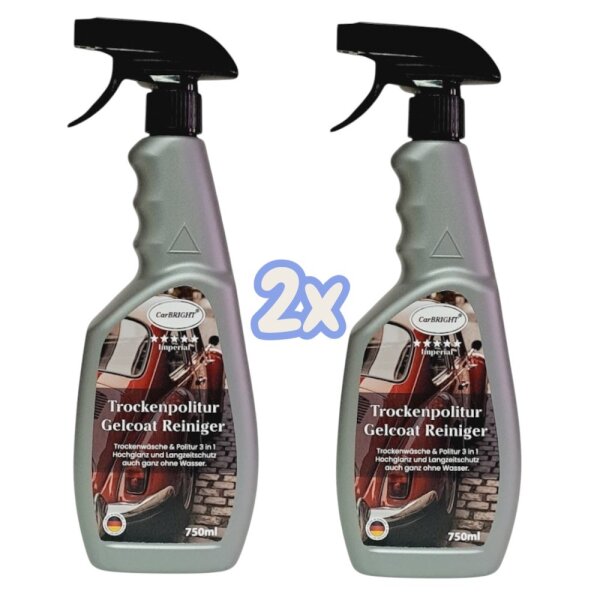 CarBRIGHT Trockenpolitur Gelcoat Reiniger 3in1 2x750ml / 2er Set