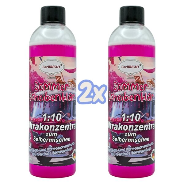 CarBRIGHT Scheibenreiniger 1:10 Ultrakonzentrat Sommer 2x500ml / 2er Set