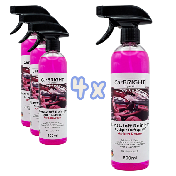 CarBRIGHT Kunststoff-Reiniger/Cockpitspray African Dream 4x500ml / 4er Set
