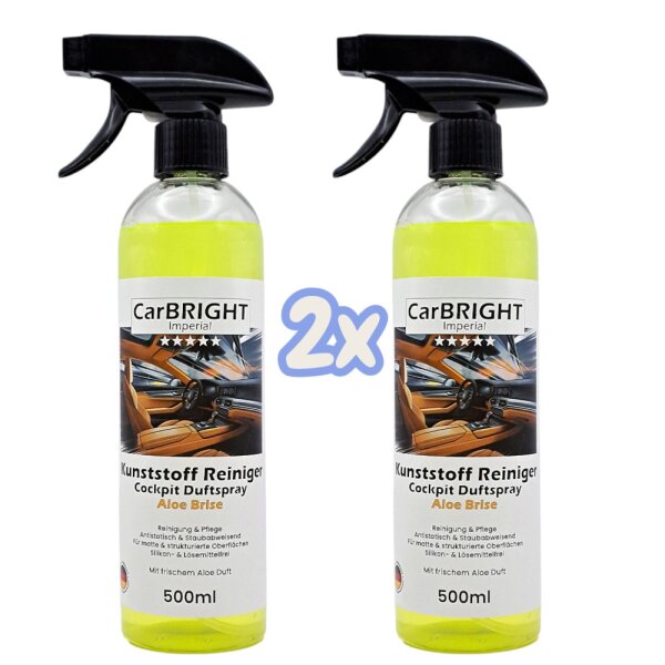 CarBRIGHT Kunststoff-Reiniger/Cockpitspray Aloe Brise 2x500ml / 2er Set